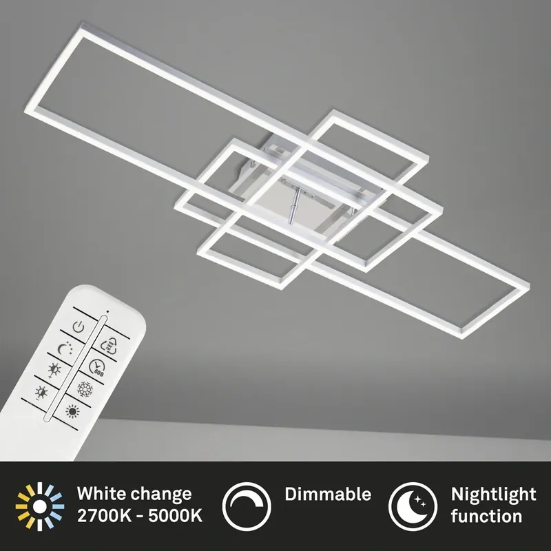LED Wand- und Deckenleuchte, 104 cm, CCT, 5500 Lumen, 55 Watt, Alu-Chrom Neue Ware